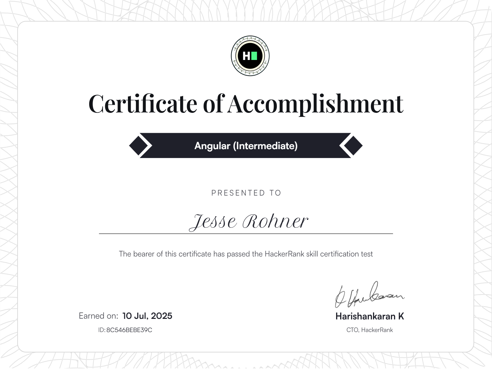 Angular (Intermediate) Certificate